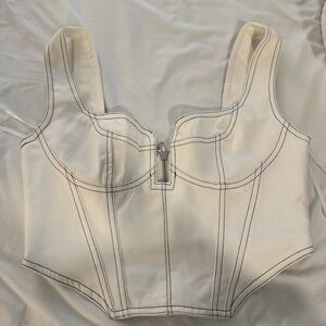 White Fox Boutique Cream Crop Top